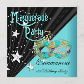 Quinceanera 15e verjaardagsfeest Blauwgroen gouden Kaart