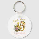 Quinceañera 15e verjaardagsfeest Bloemen Sleutelhanger (Achterkant)