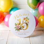 Quinceañera 15e Verjaardagsfeest Bloemengoud Ronde Sticker