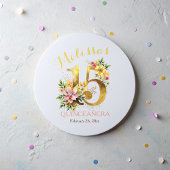 Quinceañera 15e Verjaardagsfeest Bloemengoud Ronde Sticker