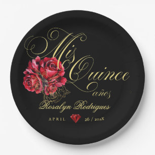 Quinceanera 15e verjaardagsfeest gepersonaliseerd papieren bordje