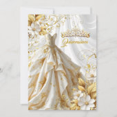 Quinceanera 15e Verjaardagsfeest Gouden Witte Jurk Kaart (Voorkant)