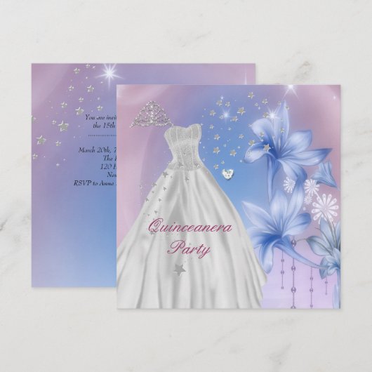 Quinceanera 15e verjaardagsfeest kaart (Voorkant / Achterkant)