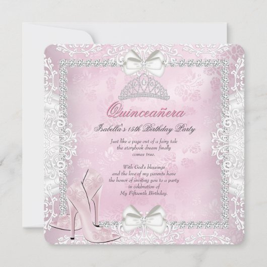 Quinceanera 15e verjaardagsfeest Roze hoge hakken Kaart (Voorkant)