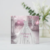 Quinceanera 15e Verjaardagsfeest Roze Kaart (Staand voorkant)