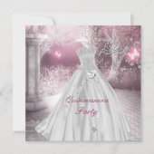 Quinceanera 15e Verjaardagsfeest Roze Kaart (Voorkant)