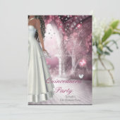 Quinceanera 15e Verjaardagsfeest Witte Dress Kaart (Staand voorkant)