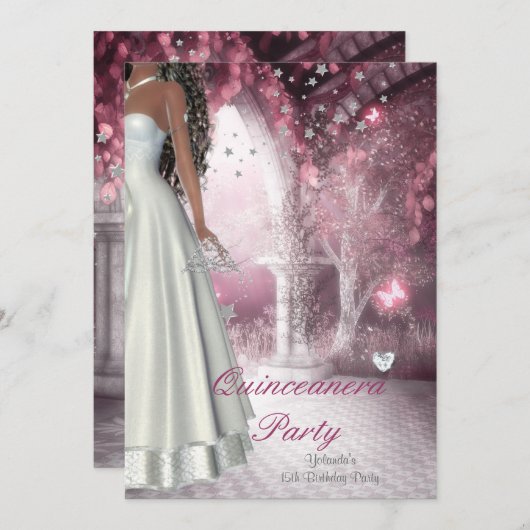 Quinceanera 15e Verjaardagsfeest Witte Dress Kaart (Voorkant / Achterkant)