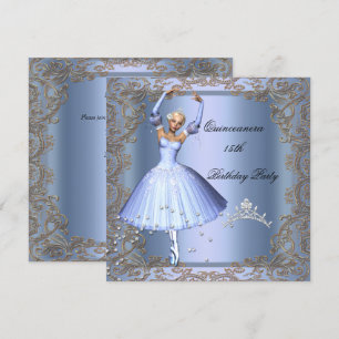 Quinceanera 15e verjaardagsfeestje Blauwe Ballerin Kaart