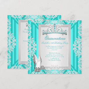 Quinceanera 15e verjaardagsfeestje turkoois blauw kaart