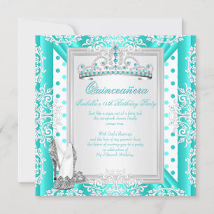 Quinceanera 15e Verjaardagsfeestje Turkooisblauwe  Kaart