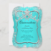 Quinceanera 15e winter Wonderland Aqua Pearl Kaart (Voorkant)
