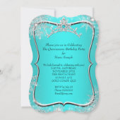Quinceanera 15e winter Wonderland Aqua Pearl Kaart (Achterkant)