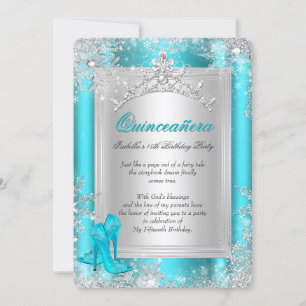 Quinceanera 15e Winter Wonderland Blauwgroen Aqua Kaart