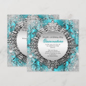 Quinceanera 15e winter Wonderland Blauwgroen Aqua  Kaart (Voorkant / Achterkant)