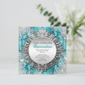 Quinceanera 15e winter Wonderland Blauwgroen Aqua  Kaart (Staand voorkant)