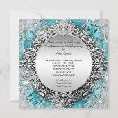 Quinceanera 15e winter Wonderland Blauwgroen Aqua  Kaart (Achterkant)