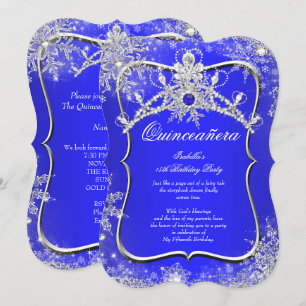 Quinceanera 15e Winter Wonderland Koningsblauw Kaart
