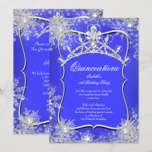 Quinceanera 15e Winter Wonderland Koningsblauw Kaart