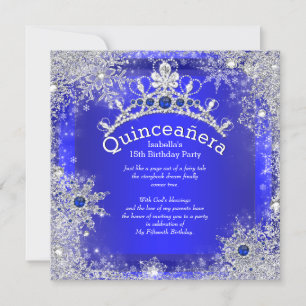 Quinceanera 15e Winter Wonderland Koningsblauw Kaart