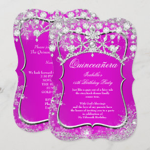 Quinceanera 15e Winter Wonderland Magenta Pink Kaart