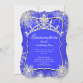 Quinceanera 15e Winter Wonderland Royal Blue Kaart (Voorkant)