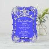 Quinceanera 15e Winter Wonderland Royal Blue Kaart (Staand voorkant)