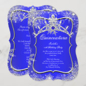 Quinceanera 15e Winter Wonderland Royal Blue Kaart (Voorkant / Achterkant)