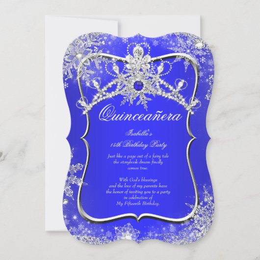 Quinceanera 15e Winter Wonderland Royal Blue Kaart