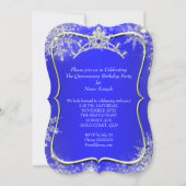 Quinceanera 15e Winter Wonderland Royal Blue Kaart (Achterkant)