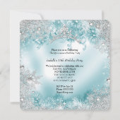 Quinceanera 15e Winter Wonderland Silver Blauwgroe Kaart (Achterkant)