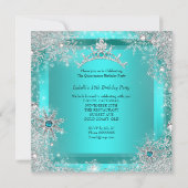 Quinceanera 15e Winter Wonderland Silver Blauwgroe Kaart (Achterkant)