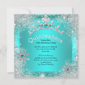 Quinceanera 15e Winter Wonderland Silver Blauwgroe Kaart (Voorkant)