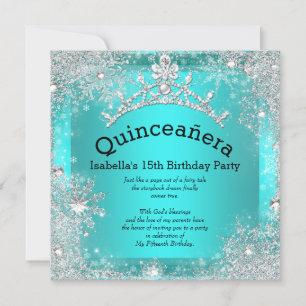 Quinceanera 15e Winter Wonderland Silver Blauwgroe Kaart