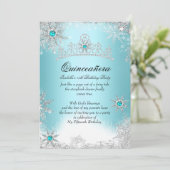 Quinceanera 15e Winter Wonderland Silver Blue 2 Kaart (Staand voorkant)