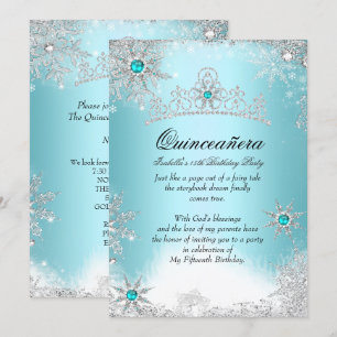 Quinceanera 15e Winter Wonderland Silver Blue 2 Kaart