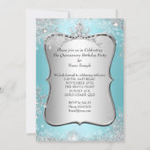 Quinceanera 15e Winter Wonderland Silver Blue 2 Kaart (Achterkant)