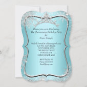 Quinceanera 15e Winter Wonderland Silver Blue Kaart (Achterkant)