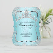 Quinceanera 15e Winter Wonderland Silver Blue Kaart (Staand voorkant)