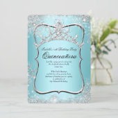 Quinceanera 15e Winter Wonderland Silver Blue Kaart (Staand voorkant)