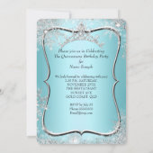 Quinceanera 15e Winter Wonderland Silver Blue Kaart (Achterkant)