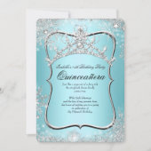 Quinceanera 15e Winter Wonderland Silver Blue Kaart (Voorkant)
