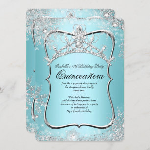 Quinceanera 15e Winter Wonderland Silver Blue Kaart