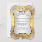 Quinceanera 15e Winter Wonderland Silver Gold Kaart (Voorkant)