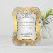 Quinceanera 15e Winter Wonderland Silver Gold Kaart (Staand voorkant)