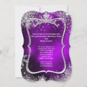 Quinceanera 15e Winter Wonderland Silver Paars Kaart (Achterkant)