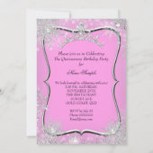 Quinceanera 15e Winter Wonderland Silver Pink Kaart (Achterkant)