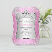 Quinceanera 15e Winter Wonderland Silver Pink Kaart (Staand voorkant)