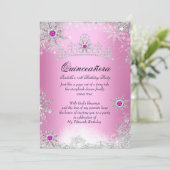 Quinceanera 15e Winter Wonderland Silver Pink Kaart (Staand voorkant)