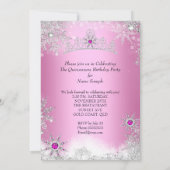 Quinceanera 15e Winter Wonderland Silver Pink Kaart (Achterkant)